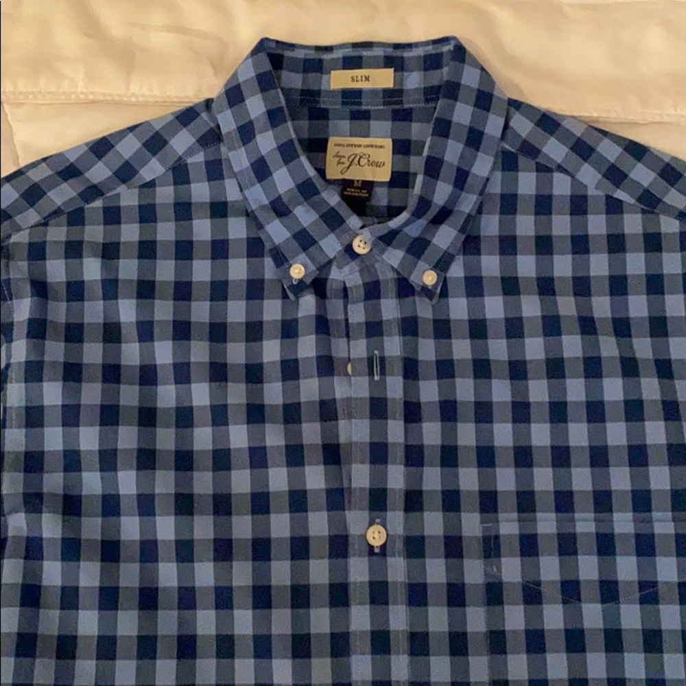 J Crew Slim button down. Blue plaid. Med. Like new
